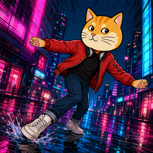 DOGECAT in the neon city