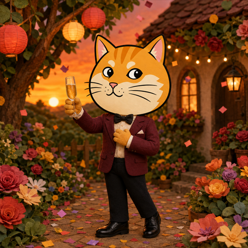 DOGECAT celebrating with the community